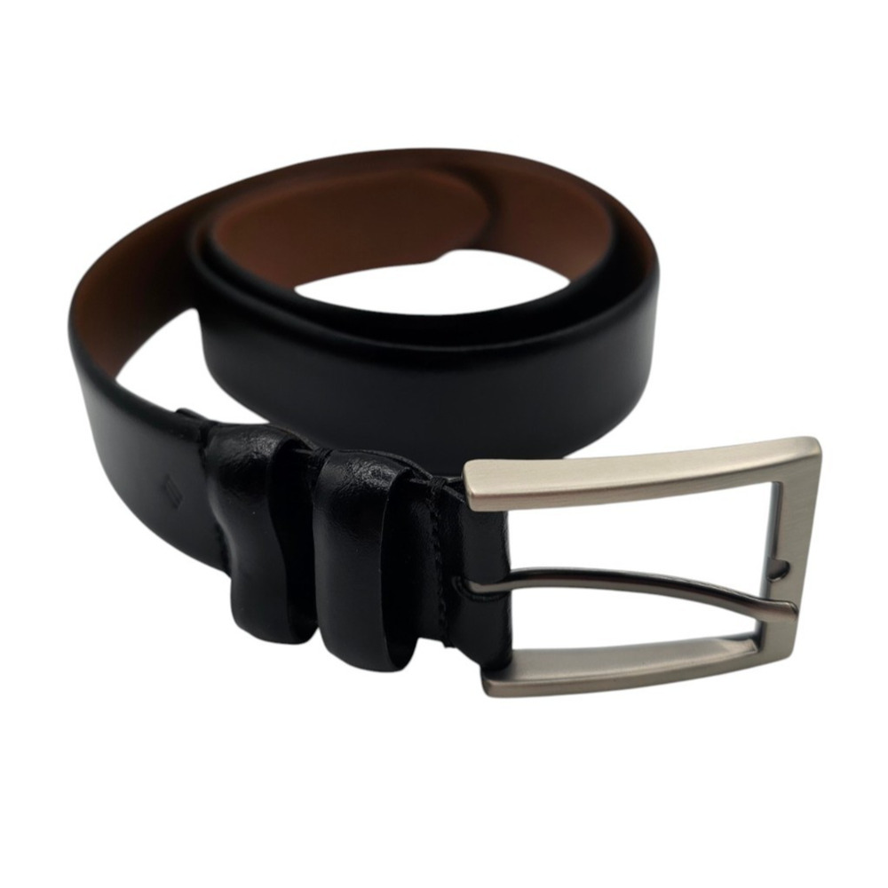 Joseph Abboud Mens Sz 36 Black Leather Belt Classic w/ Silver Tone Buckle
